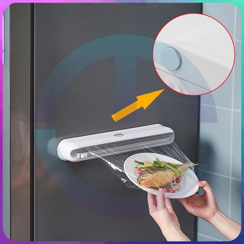 Hộp cắt màng bọc thực phẩm dán tường, tiện lợi, nhỏ gọn, thiết kế hiện đại, Tặng cuộn màng bọc thực phẩm 150m khi mua phân loại có nam châm