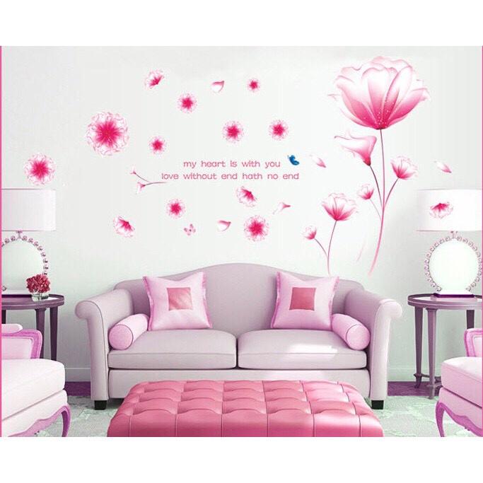 decal dán tường hoa hồng pha lê 3D