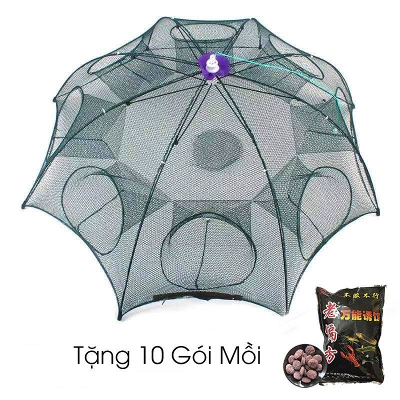 Combo 10 lồng bát quái tặng kèm 10 gói mồi lồng ô bát quái bắt cá tôm lươn trạch