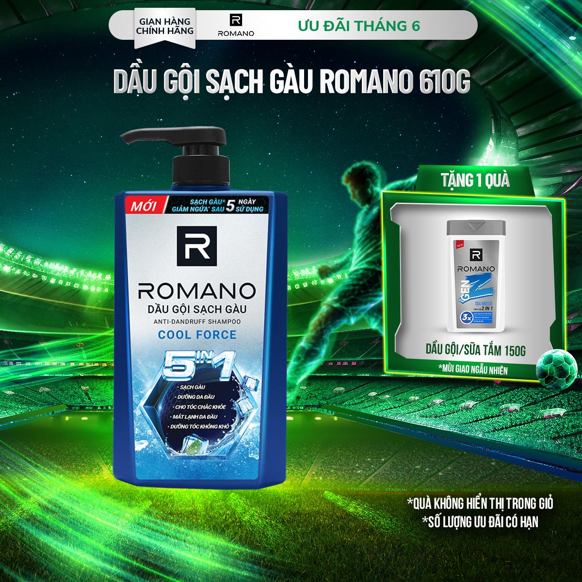 Dầu gội Romano sạch gàu hương nước hoa Force + Tặng sữa tắm 150g
