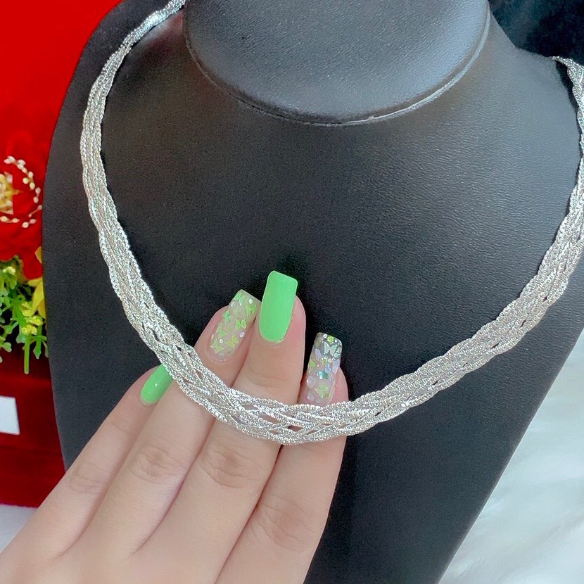 Dây chuyền kiểu bính mạ bạch kim mẫu mới cực sang