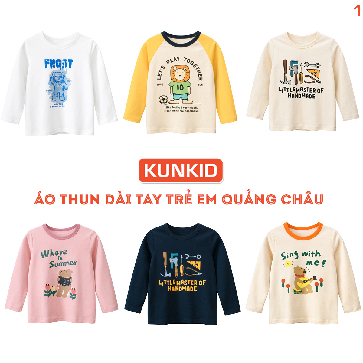 Áo dài tay bé gái bé trai Áo cho bé dài tay Áo cotton dài tay loại đẹp