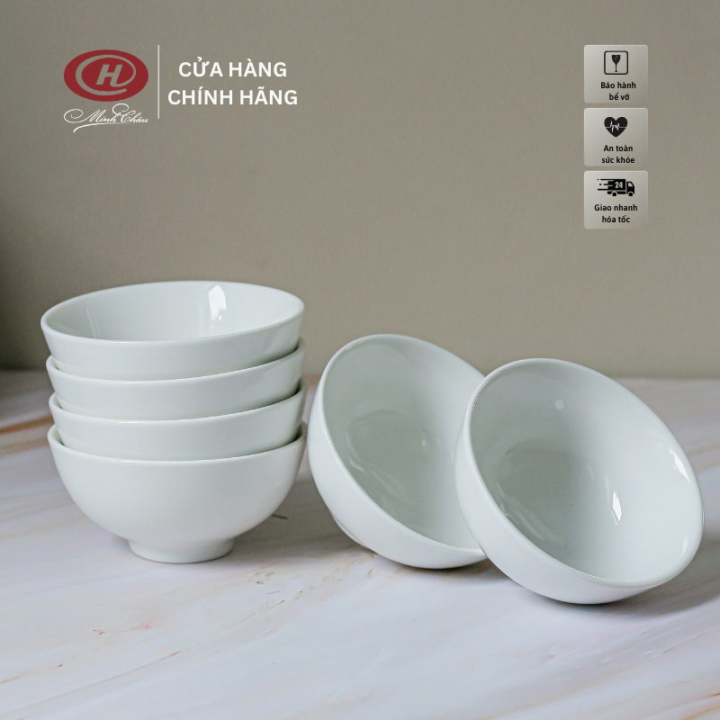 Bộ 6 Bát Chấm Sứ Trắng Trơn 9cm - C03 - Sứ Minh Châu