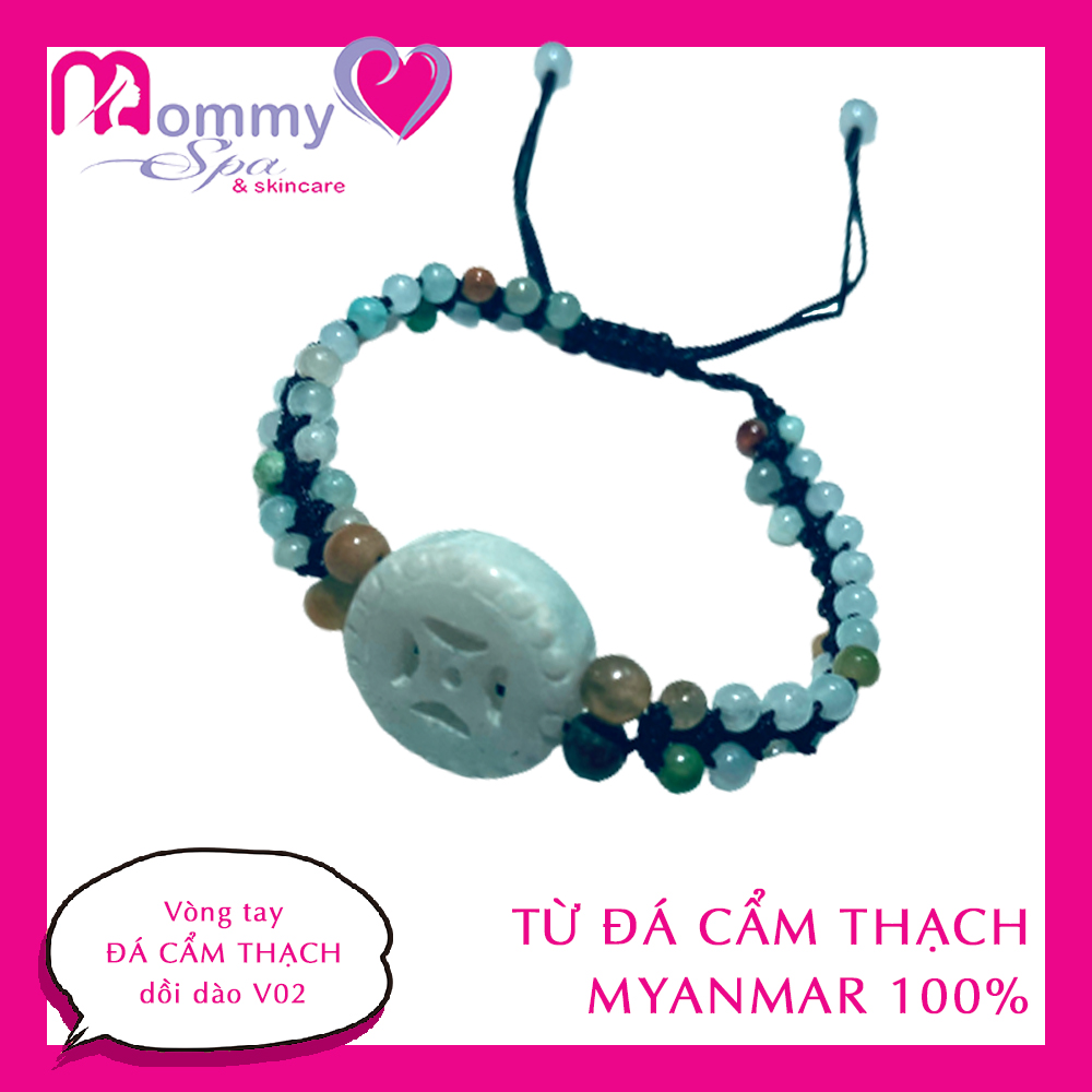 Vòng tay đá CẨM THẠCH MYANMAR dồi dào V02 (thanh lọc cơ thể, an thai, mang lại may mắn & lộc tài rào rào)