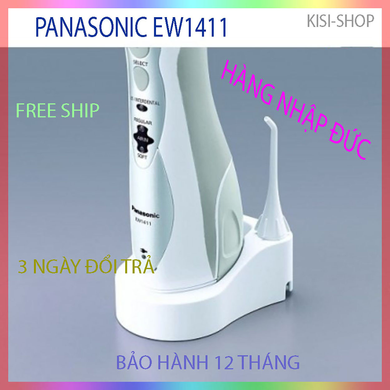 Tăm nước Panasonic EW1411, Máy tăm nước Panasonic làm sạch răng miệng hiệu quả, hàng mua tại Đức, bảo hành 12 tháng.