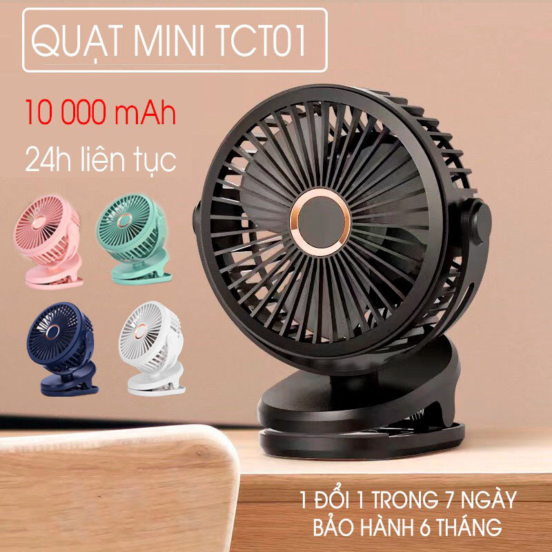 Quạt mini sạc điện | quạt kẹp bàn tích điện pin 10000 mah dung lượng lớn, quạt mini pin trâu điều chỉnh bốn tốc độ pin siêu bền 2023
