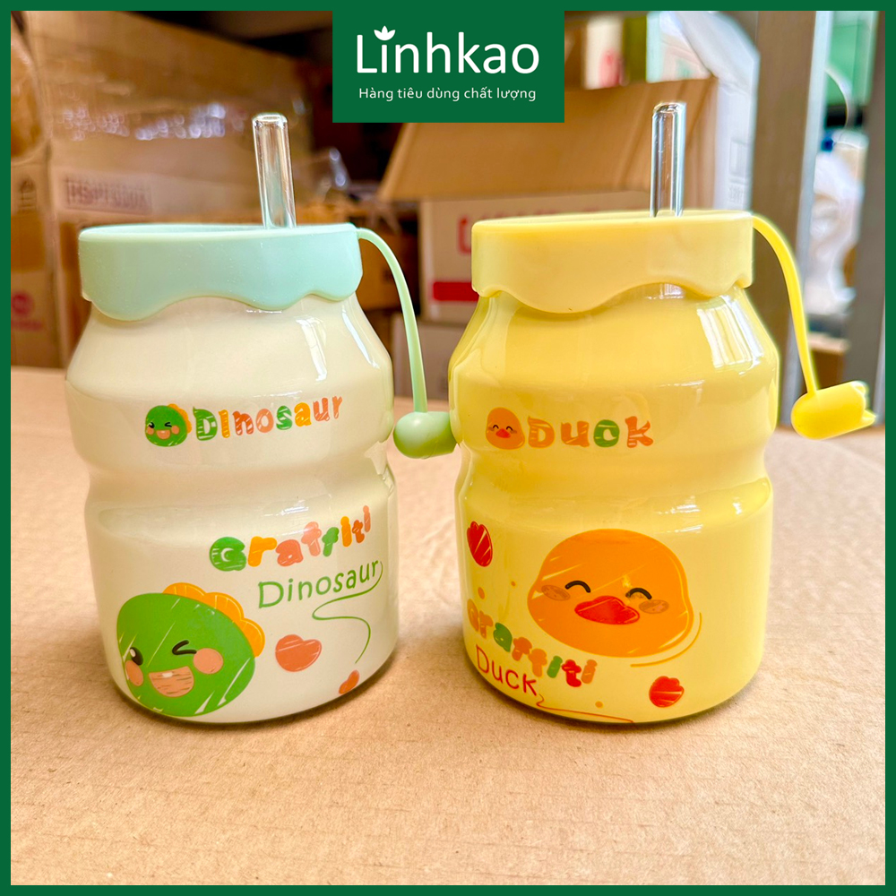 Bình sứ đựng nước hinh lọ sữa chua siêu dễ thương 400ml