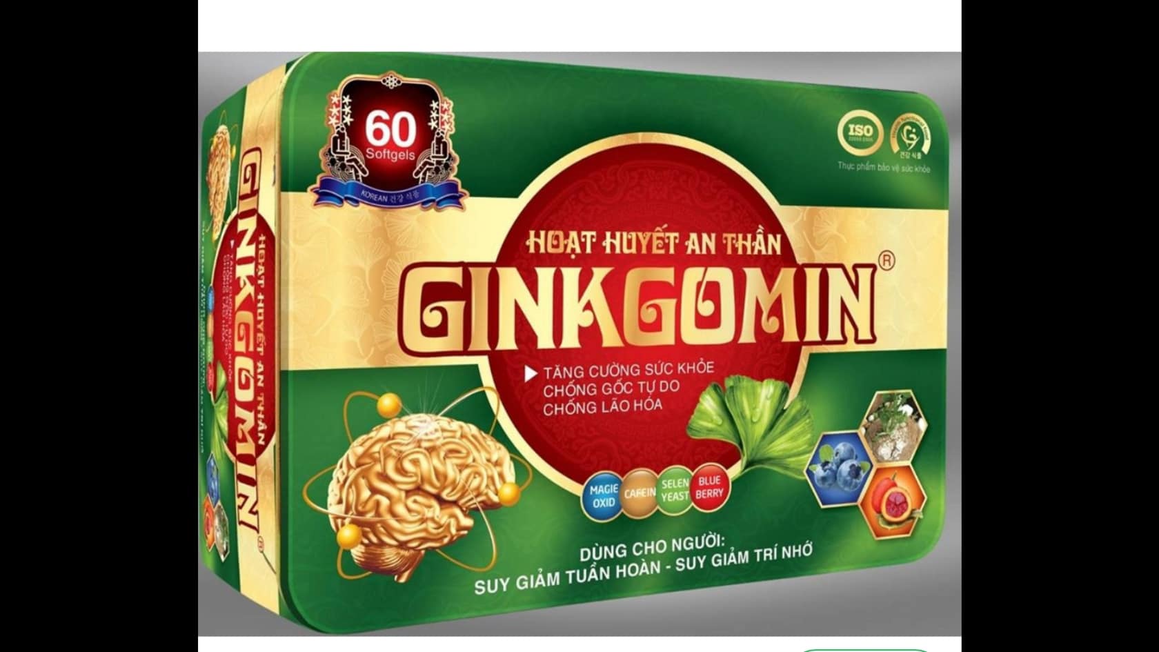 Hoạt huyết an thần GINKGOMIN _ Ginkgo Biloba ( Dùng cho người đau mỏi vai gáy, tê nhức chân tay, suy giảm trí nhớ, kém tập trung, ngủ không ngon giấc)