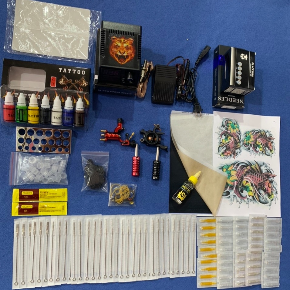 Combo bộ 2 máy xăm Trung Cấp : 1 mô tơ Rotary Dragonfly + 1 máy coil