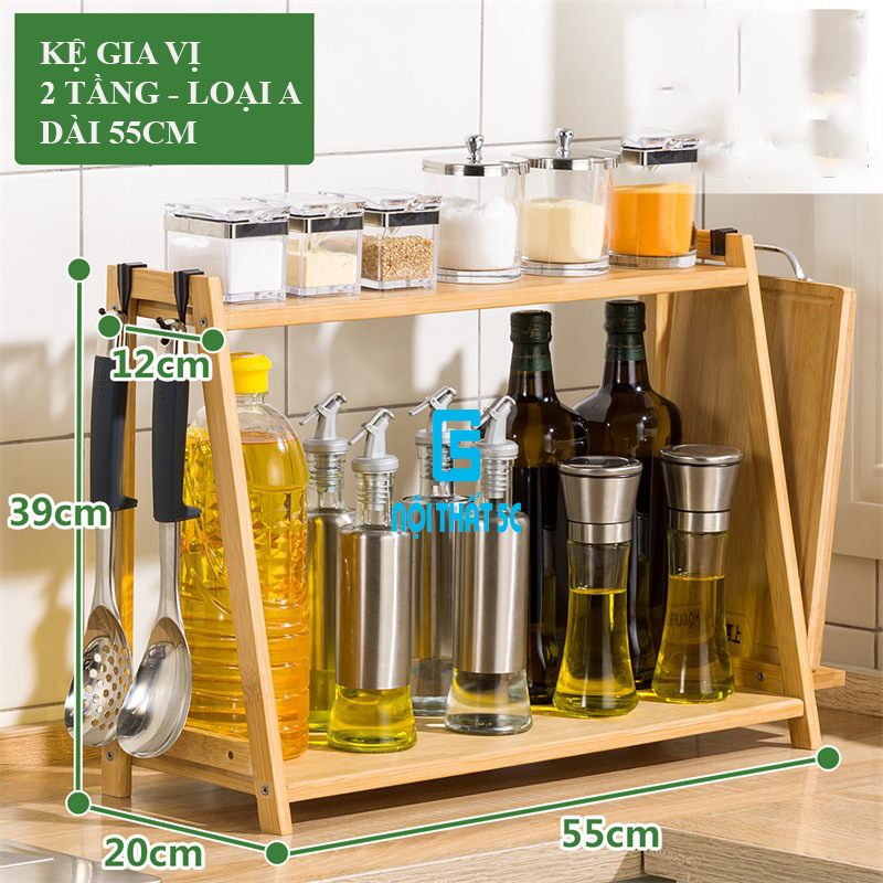 Kệ gia vị gỗ tre, kệ đa năng nhà bếp đựng đồ, kệ lò vi sóng nhiều tầng