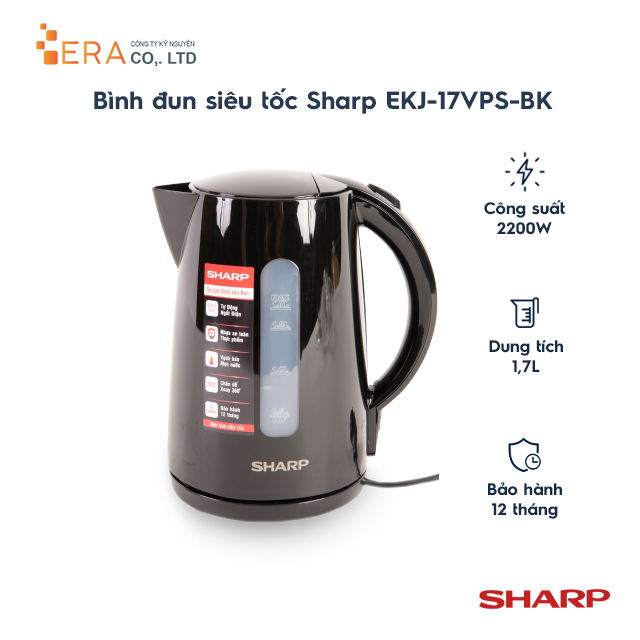 Bình đun siêu tốc sharp ekj-17vps-bk