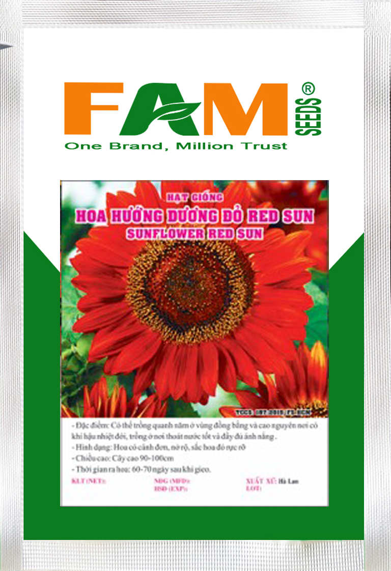 [HCM]Hạt Giống Hoa Hướng Dương Đỏ Red Sun (Cánh Đơn Màu Đỏ Cao 100cm) - Gói 0.5gr (15-20 hạt)
