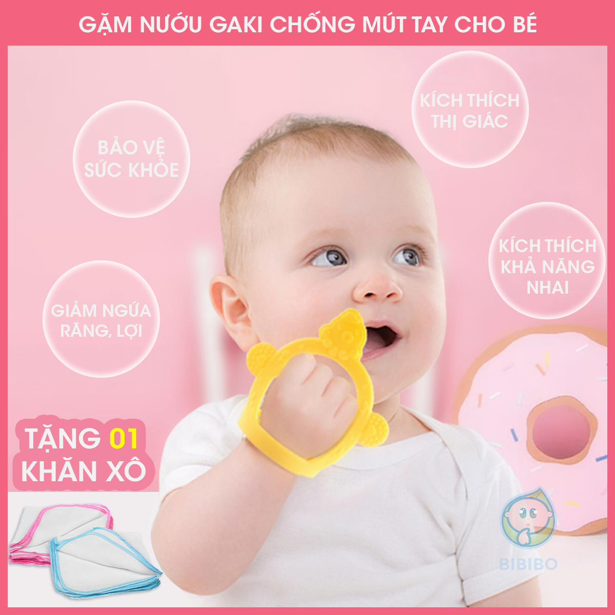 Gặm nướu cho bé GAKI GP22 có khả năng chịu nhiệt lên đến 180 độ dễ dàng tiệt trùng, làm bằng silicon cao cấp an toàn cho bé, giảm ngứa lợi, kích thích khả năng nhai, gặm nướu cho bé silicon lỗi 1 đổi 1 - shop BIBIBO