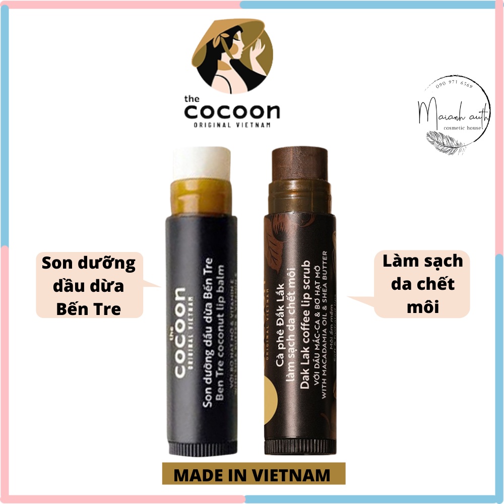 [Combo] Son tẩy da chết Cocoon & Son dưỡng dầu dừa Bến Tre Cocoon
