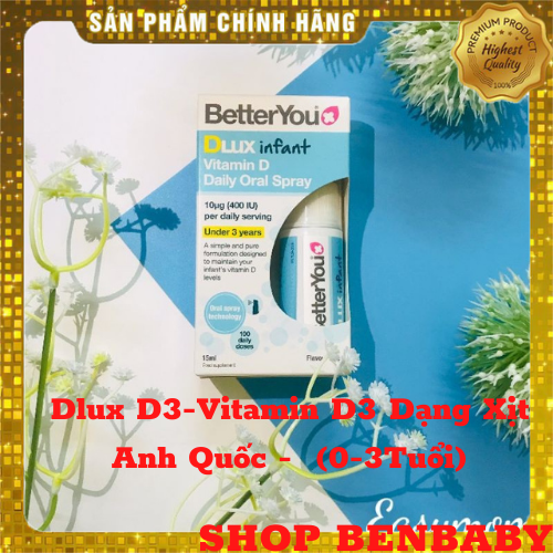 [FREESHIP - MẪU MỚI] Dlux D3 - Vitamin D3 Dạng Xịt Của Anh (0-3Tuổi), tăng khả năng hấp thụ canxi cho bé. LIÊN HỆ TRỰC TIẾP ĐỂ ĐƯỢC GIÁ TỐT