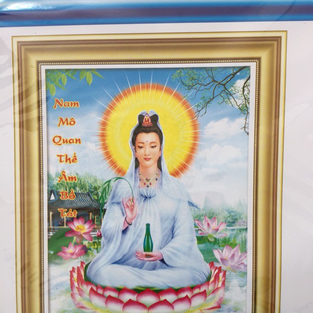 Tranh thêu chữ thập quan âm x8032 kt59x46cm