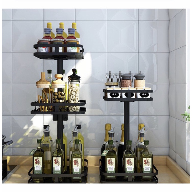 Kệ đựng gia vị nhà bếp 2 tầng, 3 tầng tròn, vuông xoay 360 độ thông minh Bắc Lãm Shop