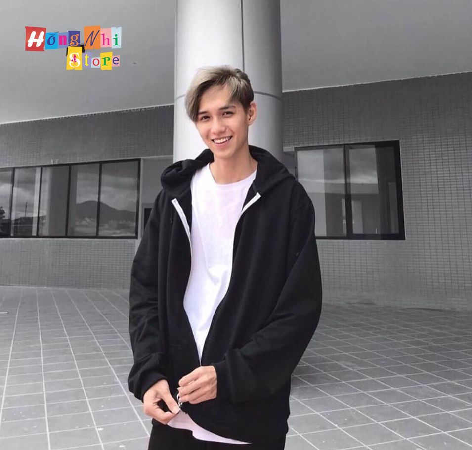 Áo Khoác Hoodie Zip Trơn Oversize Ulzzang Unisex Hoodie Dây Kéo Màu Đen Dáng Rộng - MM