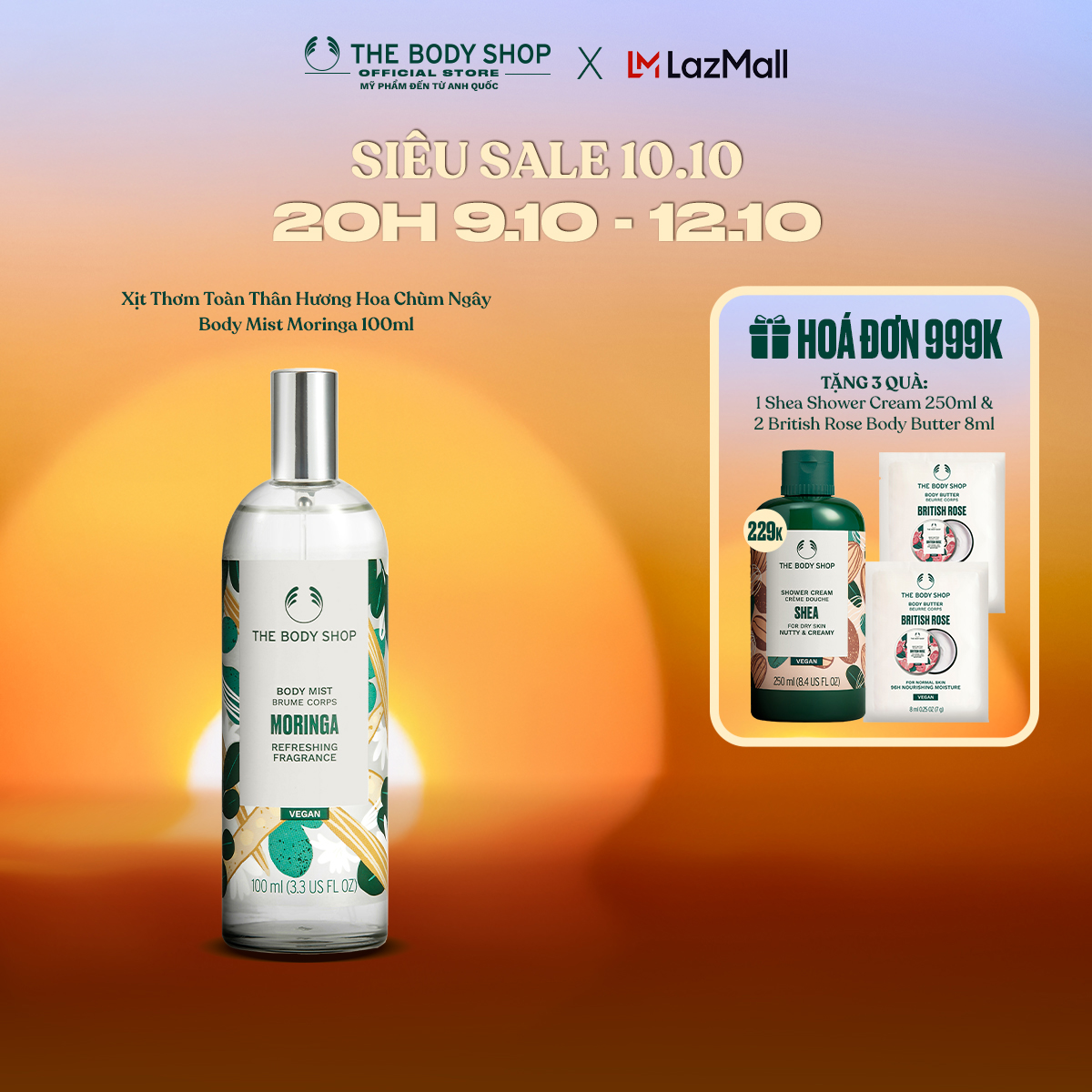 Xịt Thơm Toàn Thân Hương Hoa Chùm Ngây Body Mist Moringa 100ML The Body Shop