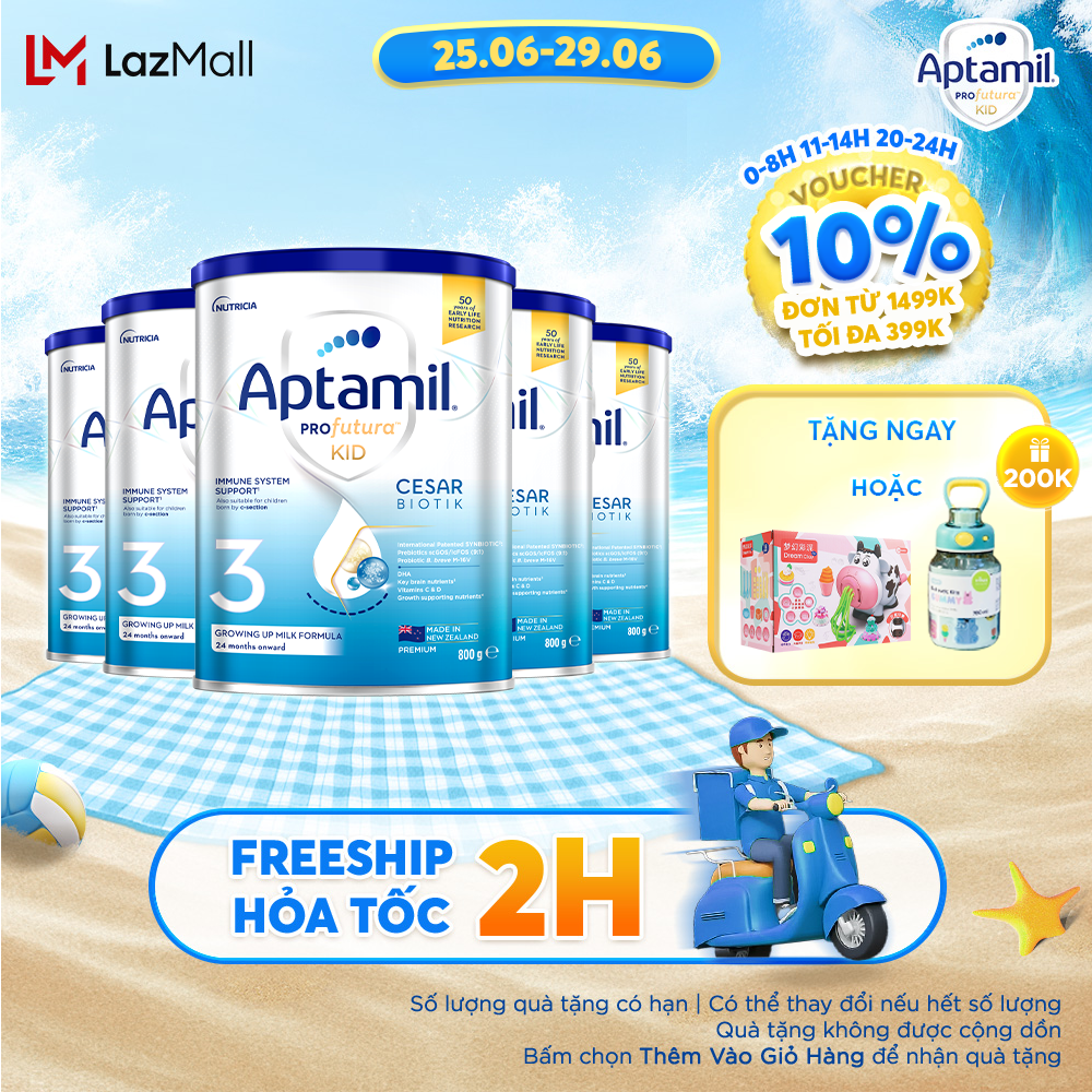 Combo 5 Sữa bột Aptamil Profutura Kid Cesarbiotik New Zealand hộp thiếc số 3 (800g) cho bé từ 24 tháng tuổi