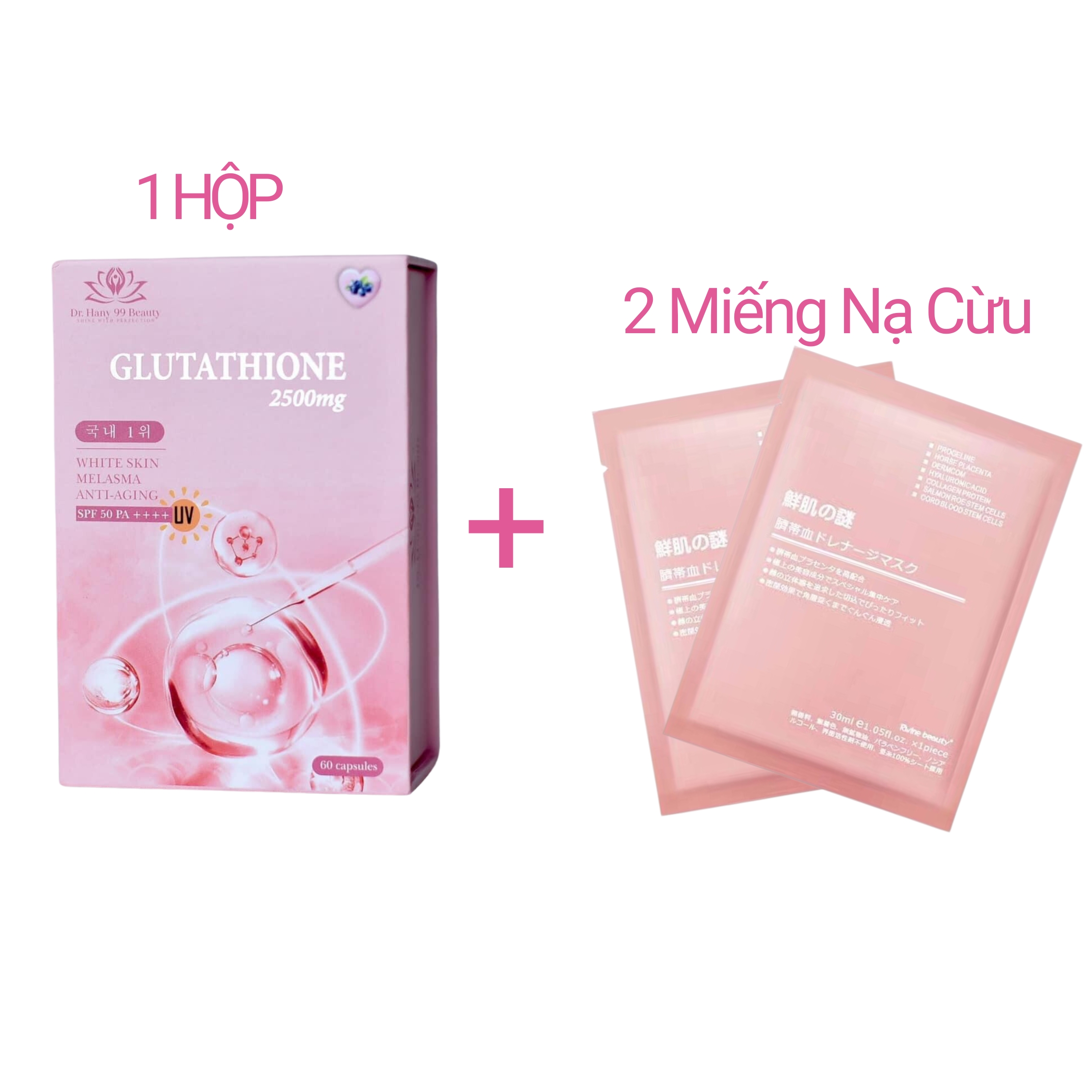 Viên uống trắng da hủy nám Glutathione 2500, nâng tone nhanh, viên ngậm trắng da, hộp 60 viên