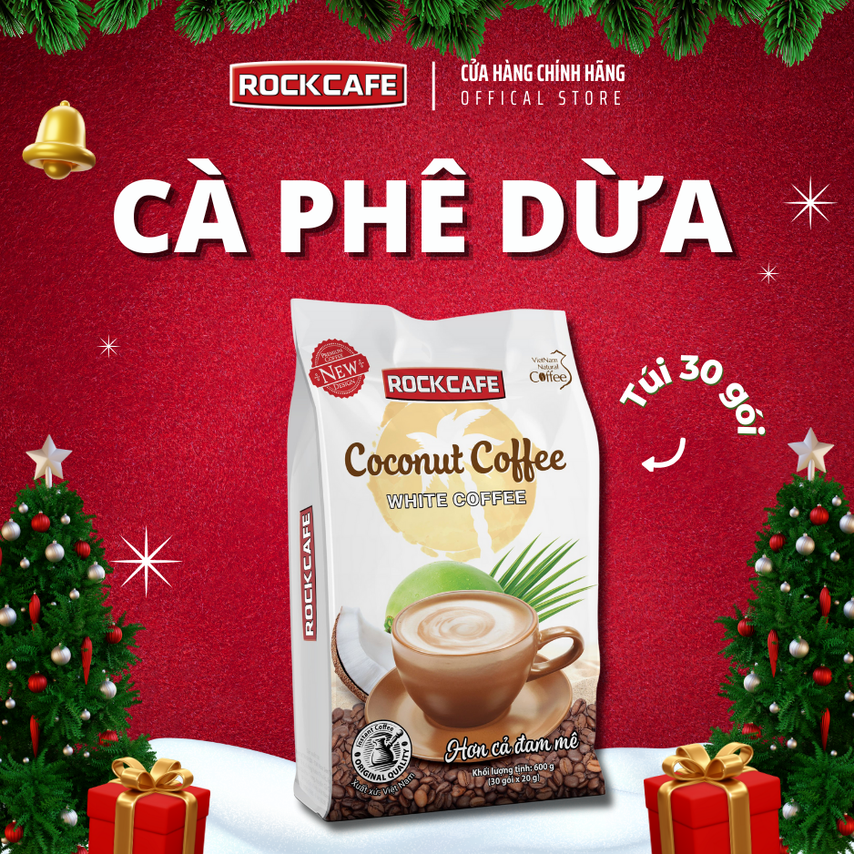 RockCafe - Cà phê dừa (Túi 30 gói x 20gr)