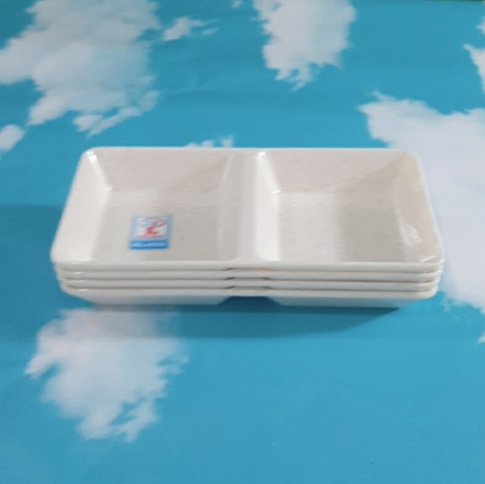 Cái Chén chấm 2 ngăn Melamine vân đá kem C 103 hàng Cao cấp - Sang Trọng