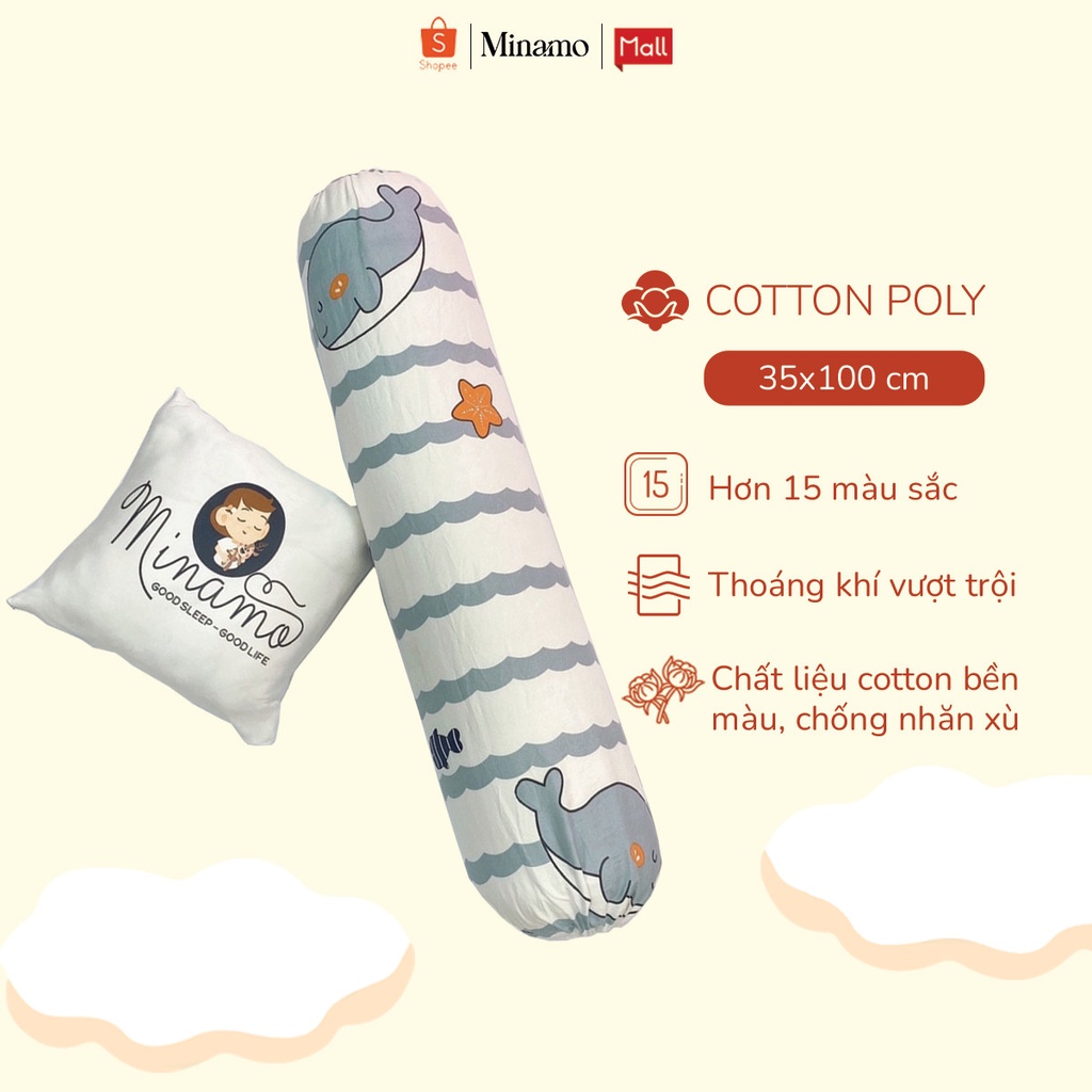Vỏ gối ôm Cotton 3D Minamo cao cấp, đa dạng mẫu mã, mềm mại, thoáng mát - A002