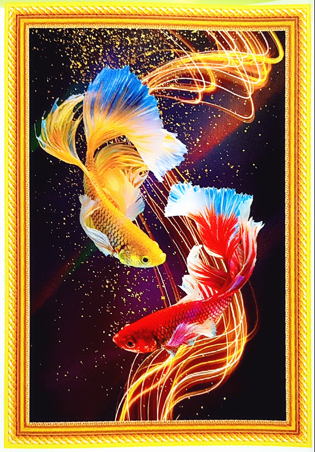 Tranh thêu hiện đại Song ngư kích thước 51*75cm
