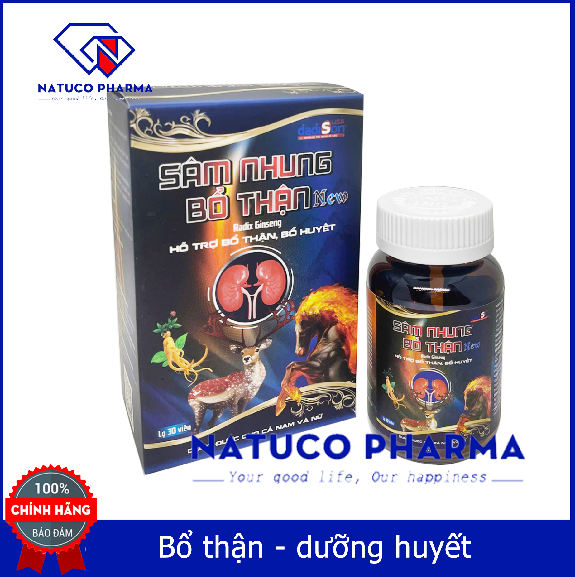 Viên uống SÂM NHUNG BỔ THẬN - CHE TÊN KHI GỬI HÀNG - giúp tăng cường sinh lý bổ thận tráng dương mạnh gân cốt giảm tiểu đêm thành phần hàu biển dâm dương hoắc nhân sâm tỏa dương - Hộp 30 viên