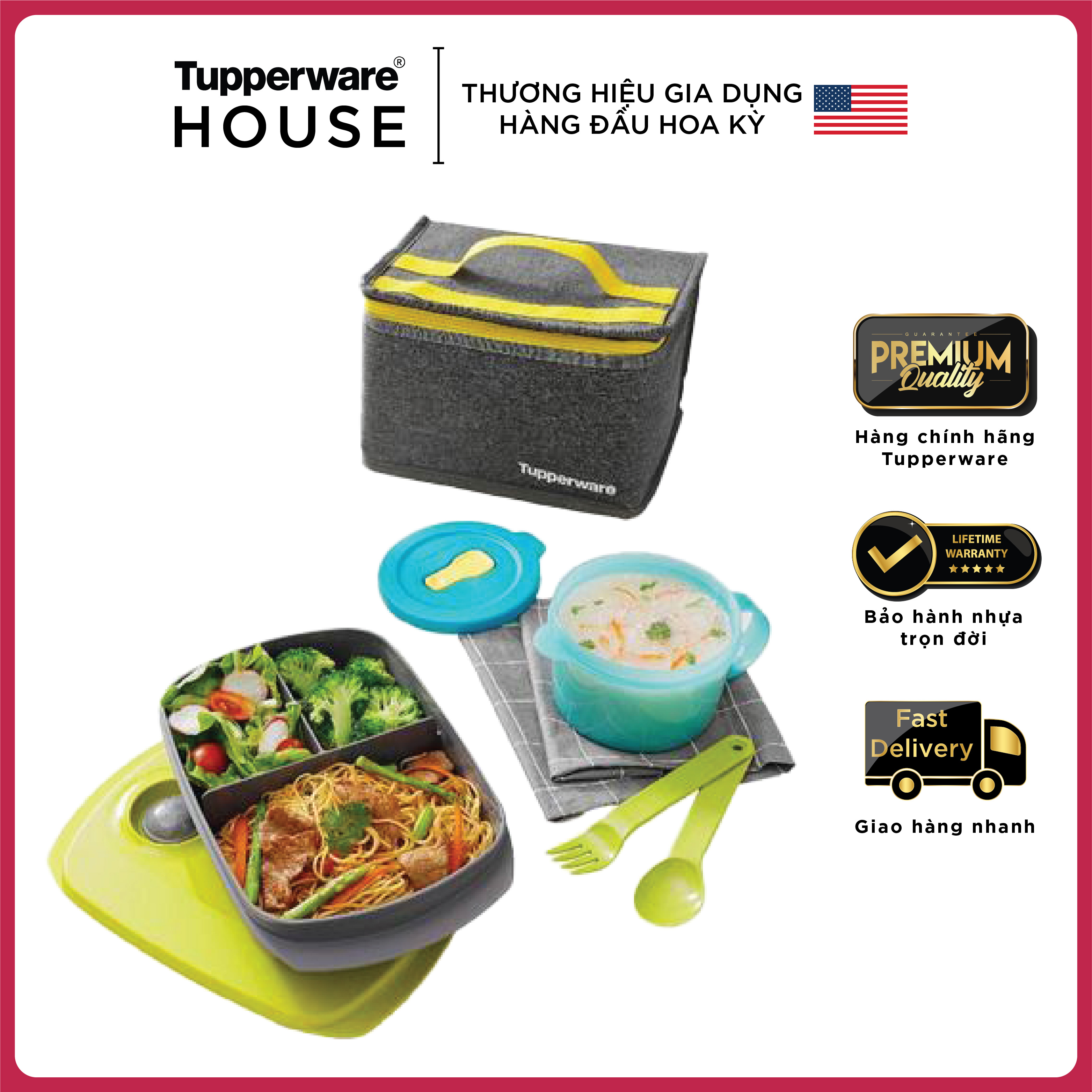 Bộ hộp cơm dùng trong lò vi sóng Reheatable Divided Tupperware
