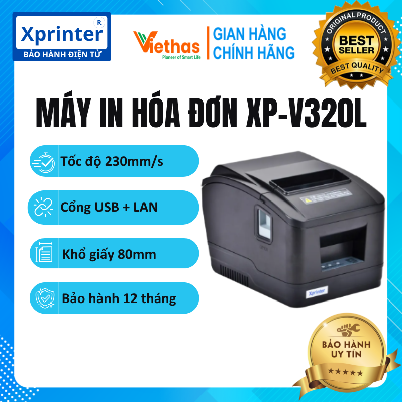 Máy in hóa đơn xprinter xp-v320l tích hợp cổng lan và usb