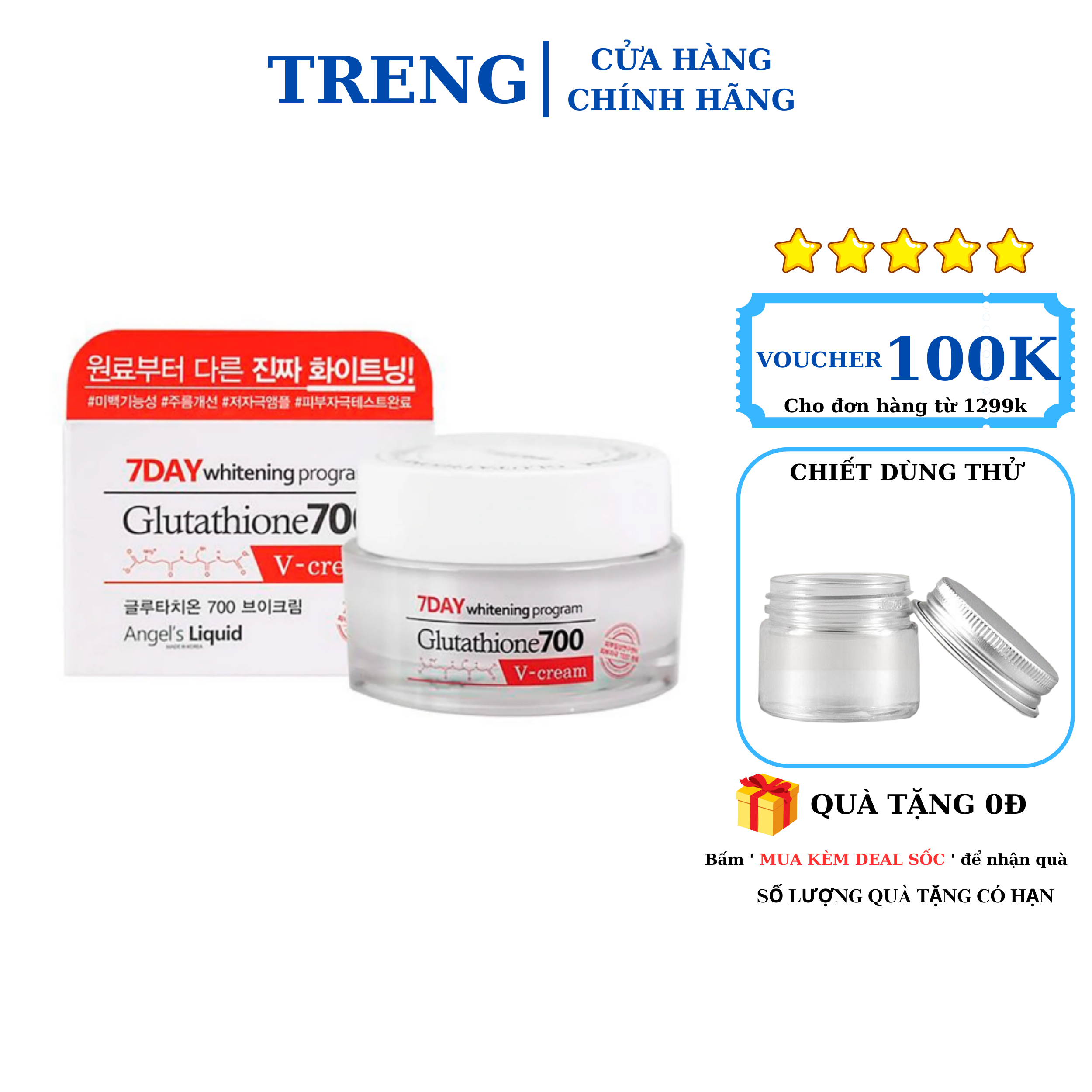 Kem Dưỡng Trắng Da 7day Angel's Liquid Glutathione & Niacinamide Kem Dưỡng Trắng Da