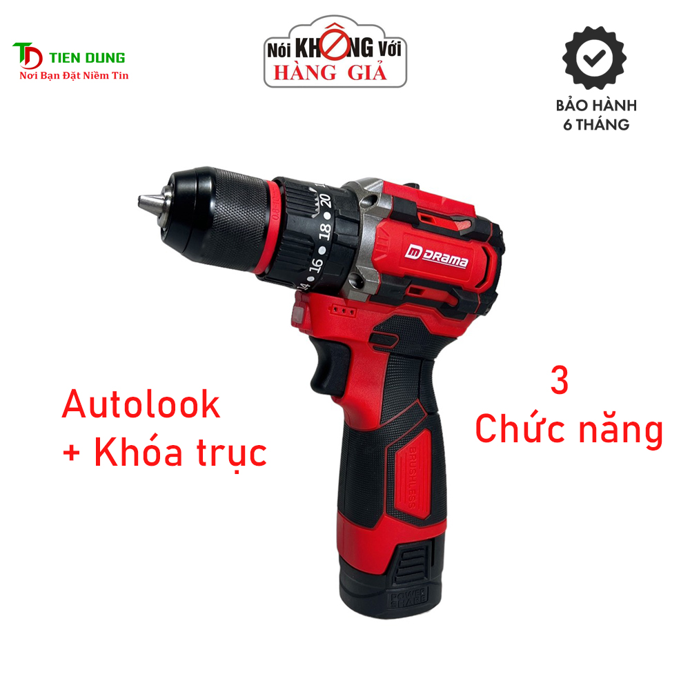 Máy Khoan Pin 18V DRAMA D-5218B Không Chổi Than 3 Chức Năng Có Búa