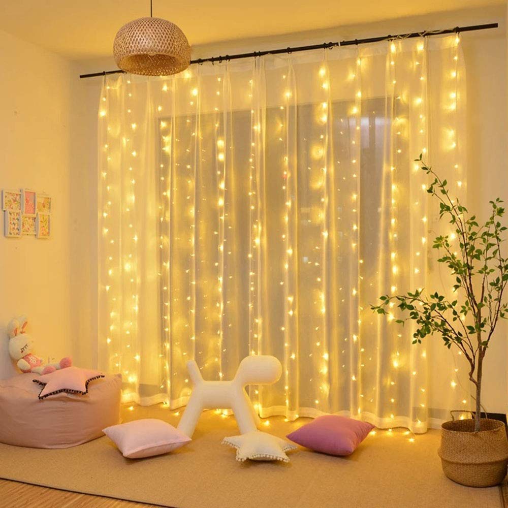 Đèn LED Trang Trí Rèm Kích Thước 3x3M Hộp Điều Chỉnh 8 Chế Độ - Đèn Trang Trí Trong Nhà Và Ngoài Trời - Đèn Led Trang Trí Phòng