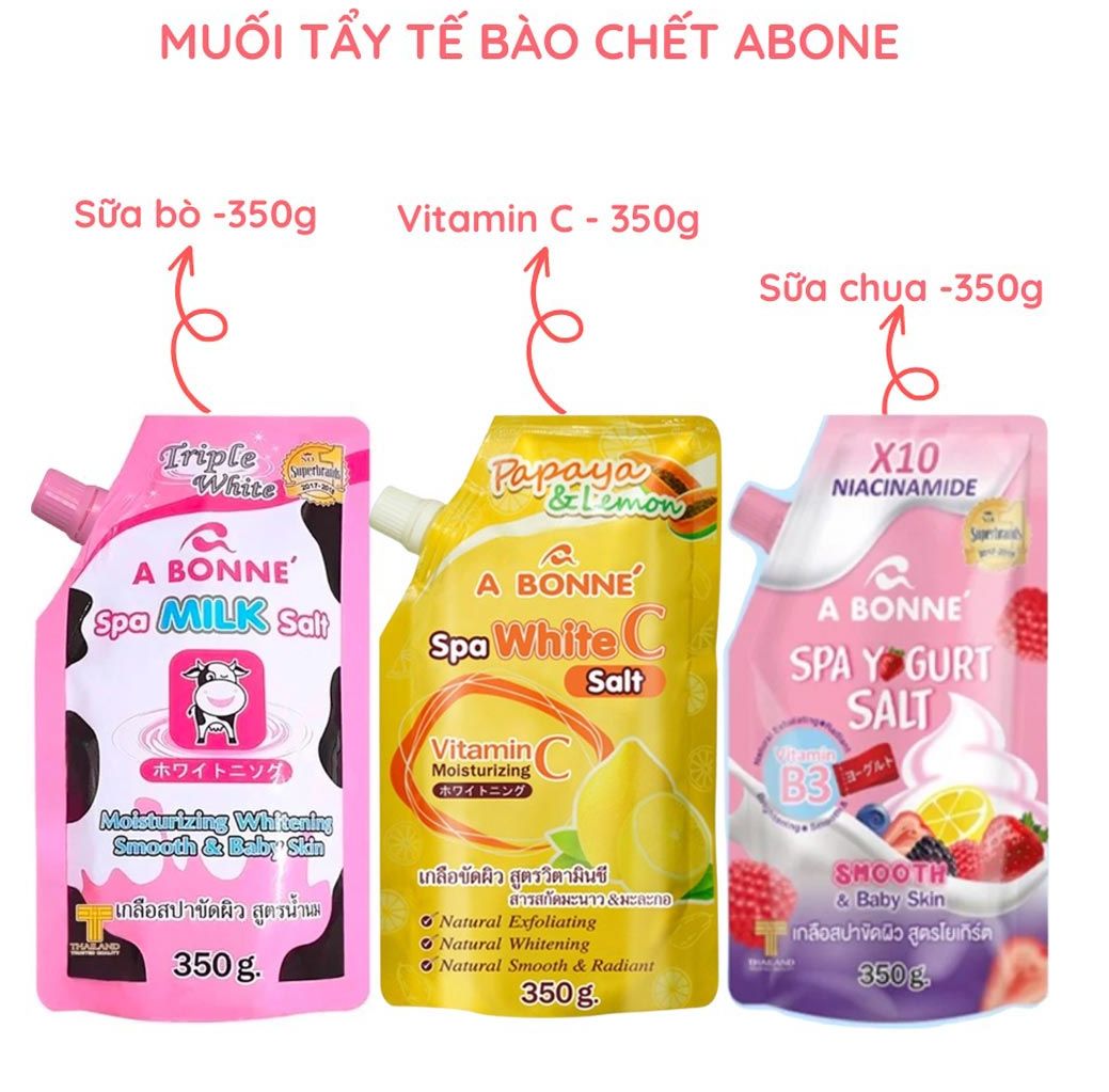  Muối tắm tẩy tế bào chết A Bonne Spa Milk Salt chiết xuất Sữa Bò   Vitamin C   Yogurt   Coffee   Mẫu Mới   350g 