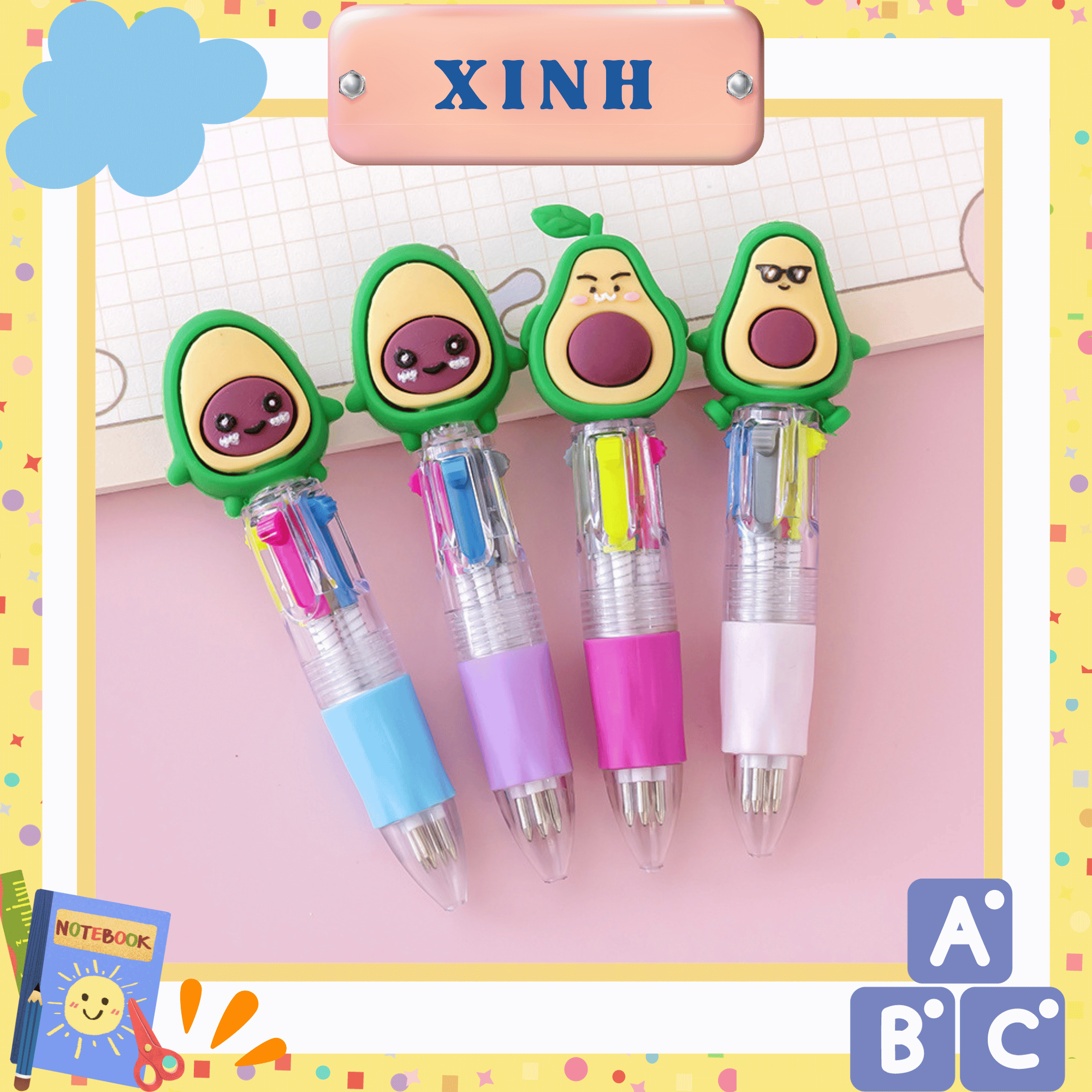Bút 4 ngòi/ bút bi nhiều màu cute ngòi 0.5mm