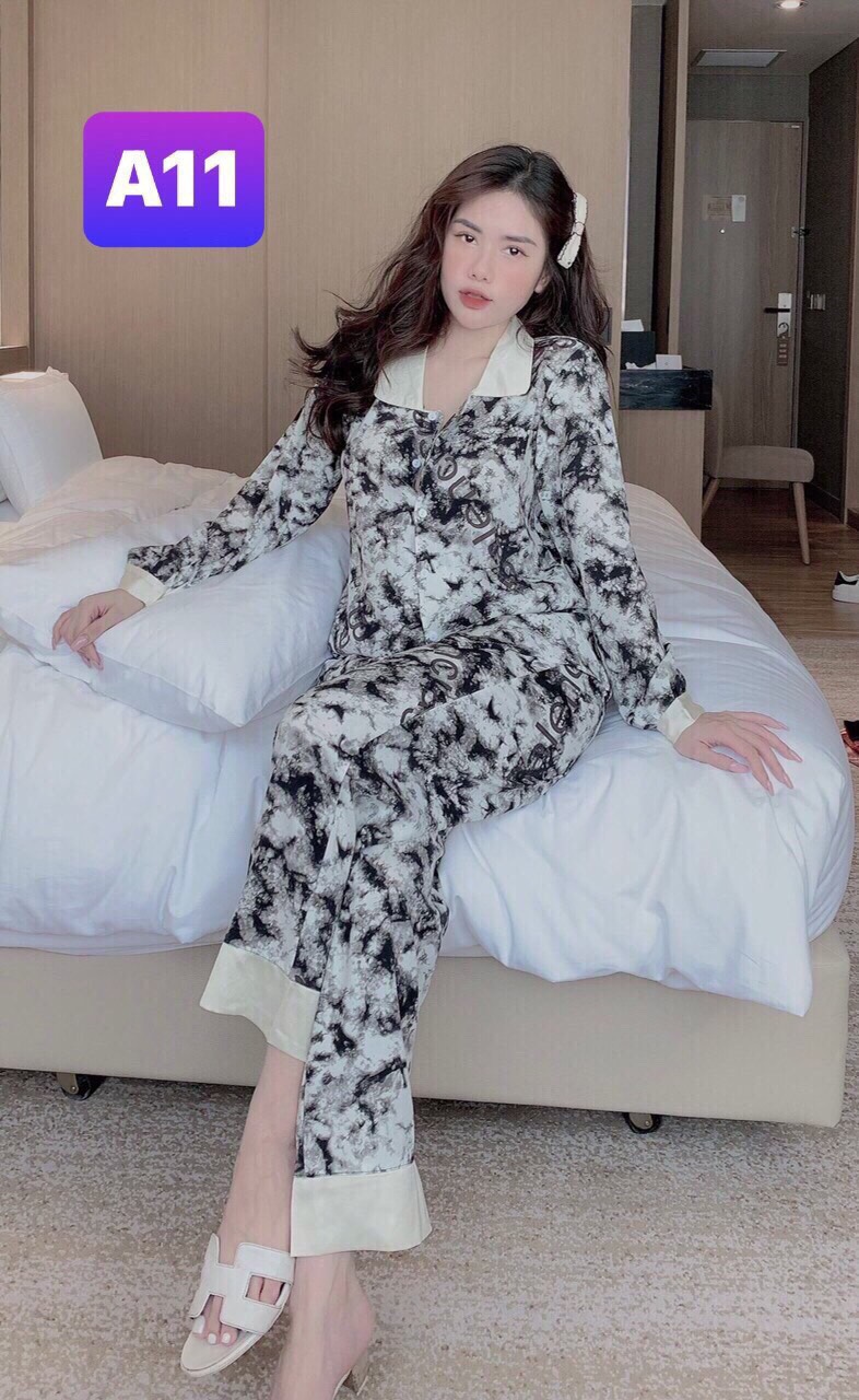 Bộ Pizama tay dài -quần dài 40-60kg , bộ đồ ngủ mặc nhà ,đồ ngủ pijama tiểu thư cao cấp