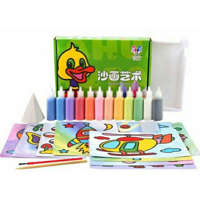Tranh cát 12 màu 12 tranh Tô màu cho bé.