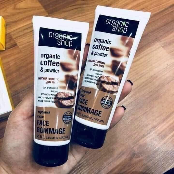 Tẩy tế bào chết face Organic shop cafe