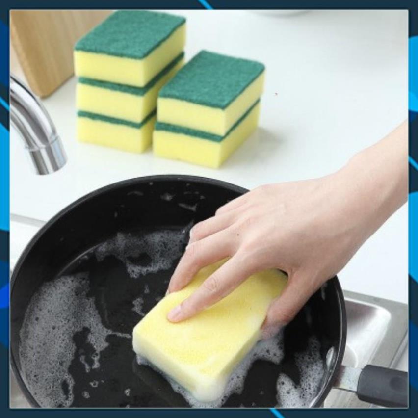 Miếng cọ rửa chén bát xanh vàng tiện dụng - Miếng bọt biển cọ rửa xoong nồi