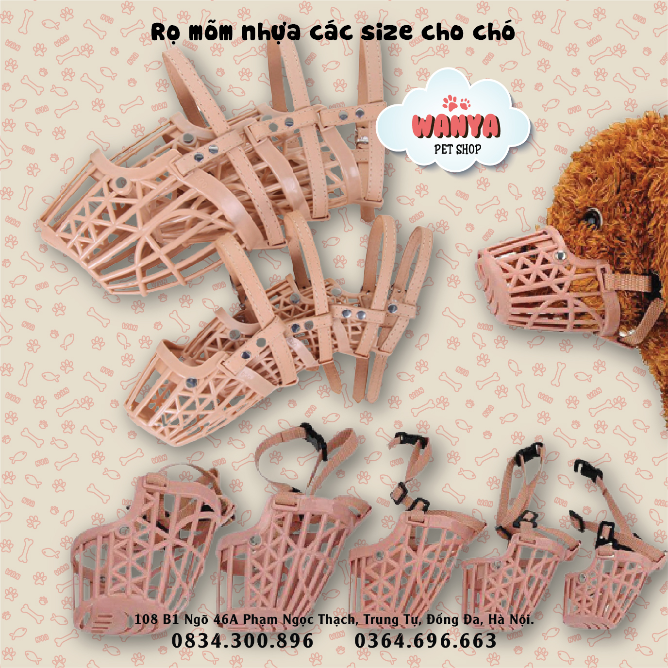 Rọ mõm chó bằng nhựa mềm - Rọ mõm nhựa cún cưng | Wanya Pet shop
