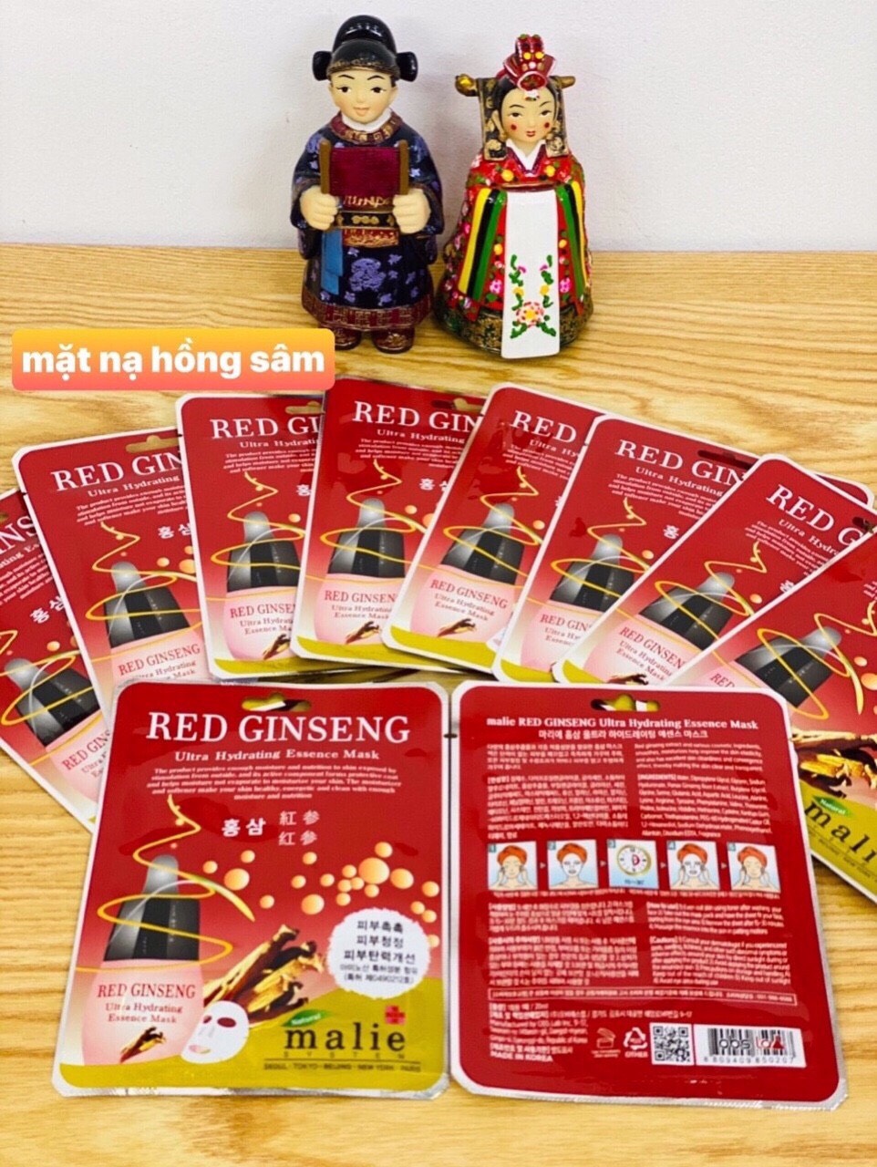 [HCM]Combo 10 Mặt nạ Hàn Quốc nhân sâm đỏ Malie RED GINSENG Mask