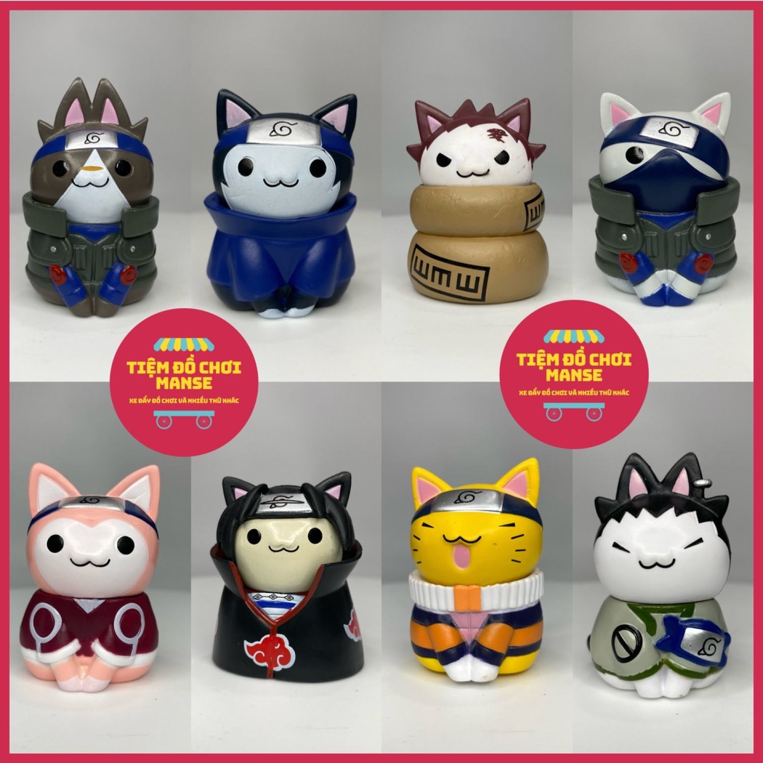 Set a - combo mẫu mèo lớn 6cm mô hình mèo chibi set 08 nhân vật naruto tsum tsum