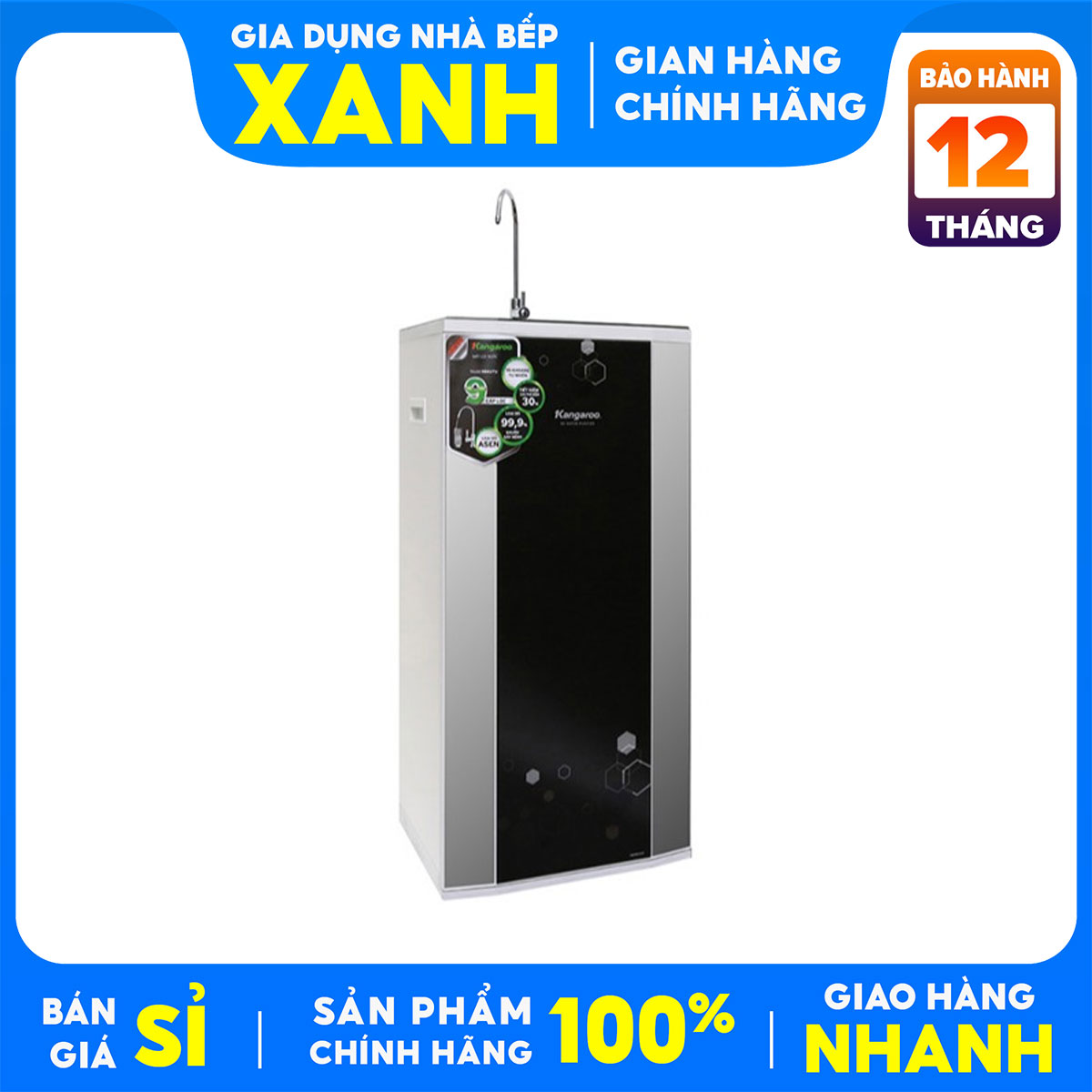 Máy lọc nước RO Kangaroo KG99A VTU 9 lõiCông nghệ lõi lọc Nano Silver giúp loại bỏ đến 99.9% vi khuẩn trong nướcHệ thống 9 lõi lõi lọc giúp lọc sạch nước và bổ sung khoáng chất có lợi.Bảo hành chính hãng 12 tháng tận nhà