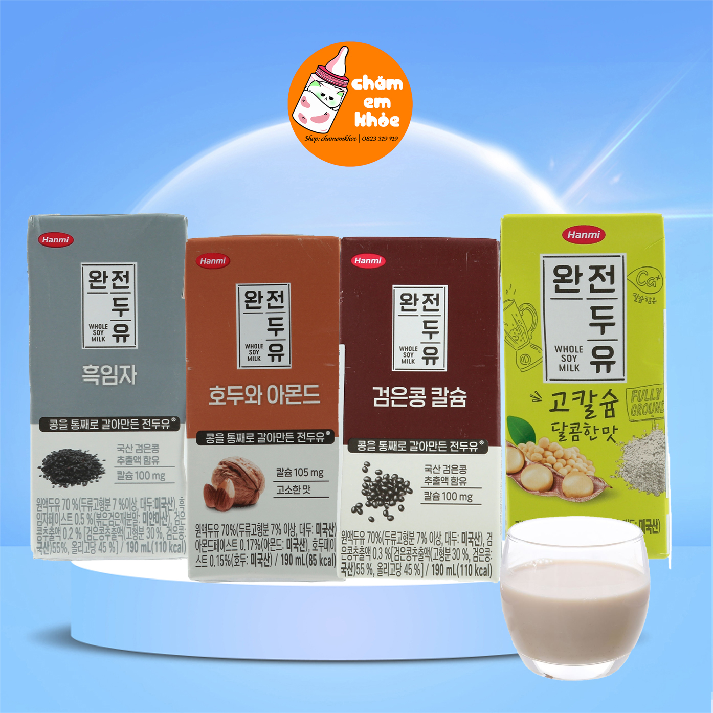 Hộp Sữa Nước Đậu Nguyên Chất Hanmi Hàn Quốc Đủ vị nước óc chó đậu đen hạnh