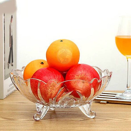 [DEAL] Dĩa đựng trái cây thủy tinh 3 chân. Khay đựng trái cây. Dĩa để trái cây lớn