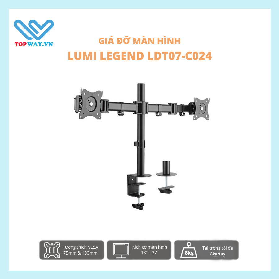 Tay đỡ 2 màn hình 27 inch LUMI LEGEND LDT07-C024