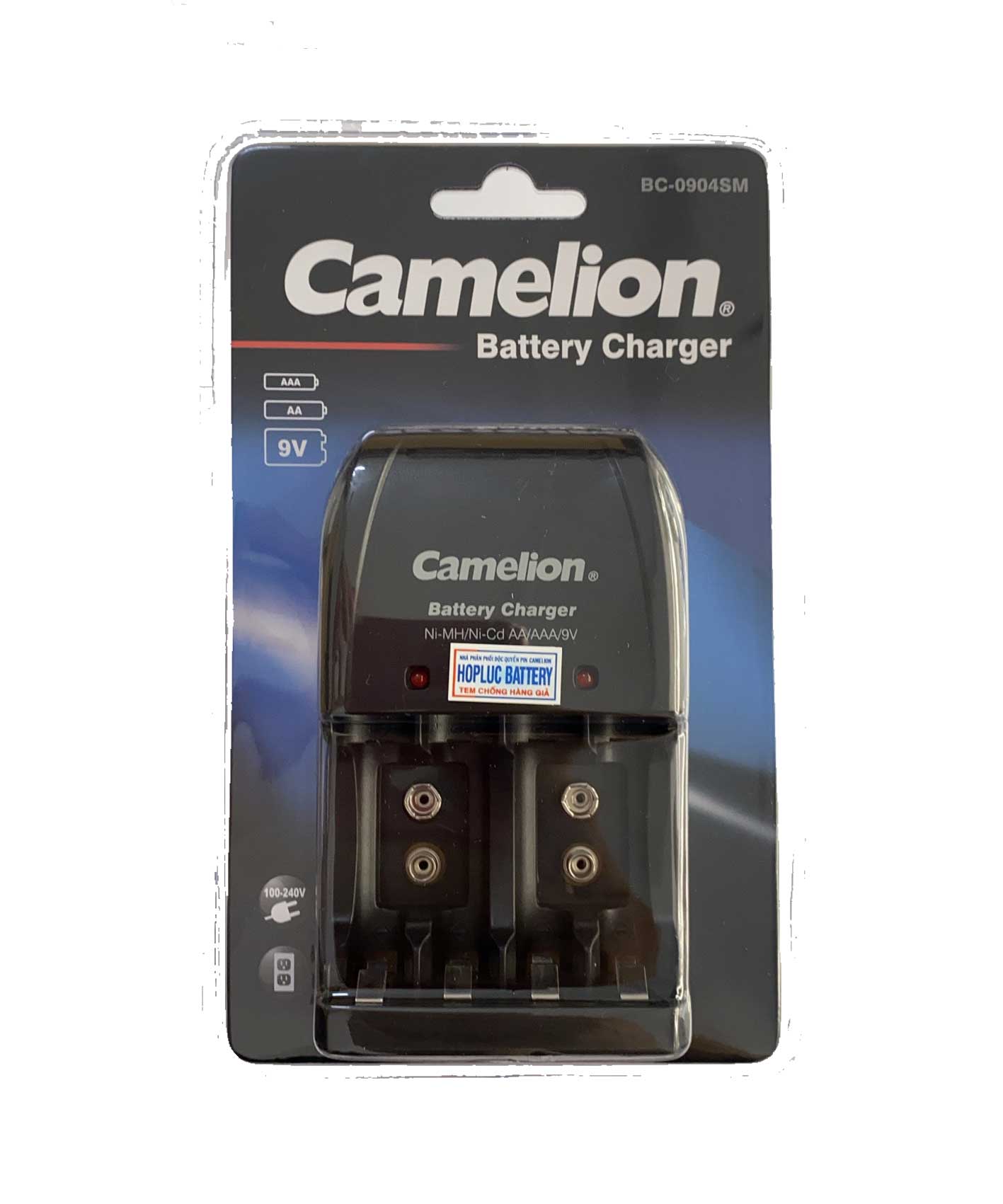 Bộ sạc pin camelion bc-0904sm; máy sạc pin camelion bc-0904sm 04 khe sạc, sạc được 2-4 pin aa-aaa-9v