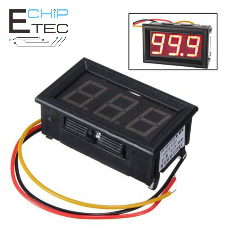 0.56" diy mini voltmeter tester digital voltage test battery dc 0-100v 3 wires red green blue for auto car led display gauge